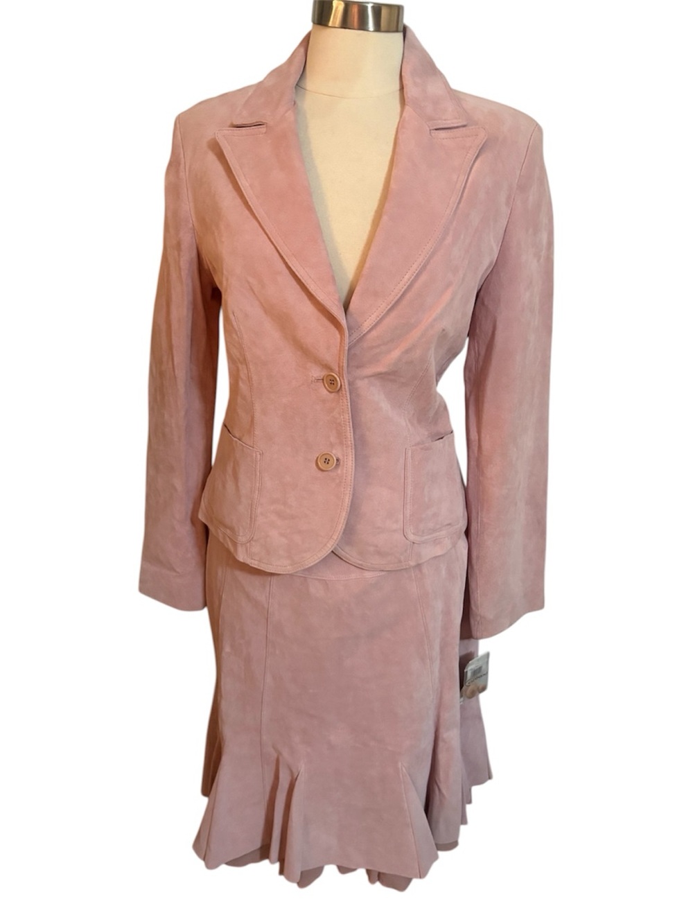 Context Pink Suede Blazer & Skirt Set